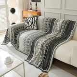 Chenille Sofa Cover Throw Blanket, Boho Geometric Scratch Proof Couch Protector - Ornate Home