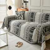 Chenille Sofa Cover Throw Blanket, Boho Geometric Scratch Proof Couch Protector - Ornate Home