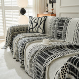 Chenille Sofa Cover Throw Blanket, Boho Geometric Scratch Proof Couch Protector - Ornate Home