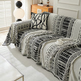 Chenille Sofa Cover Throw Blanket, Boho Geometric Scratch Proof Couch Protector - Ornate Home