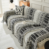 Chenille Sofa Cover Throw Blanket, Boho Geometric Scratch Proof Couch Protector - Ornate Home