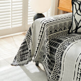 Chenille Sofa Cover Throw Blanket, Boho Geometric Scratch Proof Couch Protector - Ornate Home