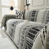 Chenille Sofa Cover Throw Blanket, Boho Geometric Scratch Proof Couch Protector - Ornate Home