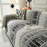 Chenille Sofa Cover Throw Blanket, Boho Geometric Scratch Proof Couch Protector - Ornate Home