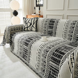 Chenille Sofa Cover Throw Blanket, Boho Geometric Scratch Proof Couch Protector - Ornate Home