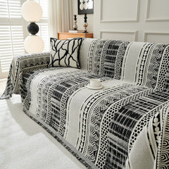 Chenille Sofa Cover Throw Blanket, Boho Geometric Scratch Proof Couch Protector - Ornate Home