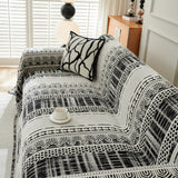 Chenille Sofa Cover Throw Blanket, Boho Geometric Scratch Proof Couch Protector - Ornate Home