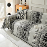Chenille Sofa Cover Throw Blanket, Boho Geometric Scratch Proof Couch Protector - Ornate Home