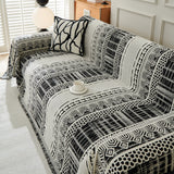Chenille Sofa Cover Throw Blanket, Boho Geometric Scratch Proof Couch Protector - Ornate Home