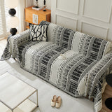 Chenille Sofa Cover Throw Blanket, Boho Geometric Scratch Proof Couch Protector - Ornate Home
