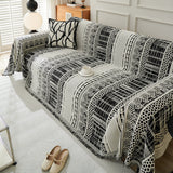Chenille Sofa Cover Throw Blanket, Boho Geometric Scratch Proof Couch Protector - Ornate Home