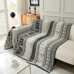 Chenille Sofa Cover Throw Blanket, Boho Geometric Scratch Proof Couch Protector - Ornate Home