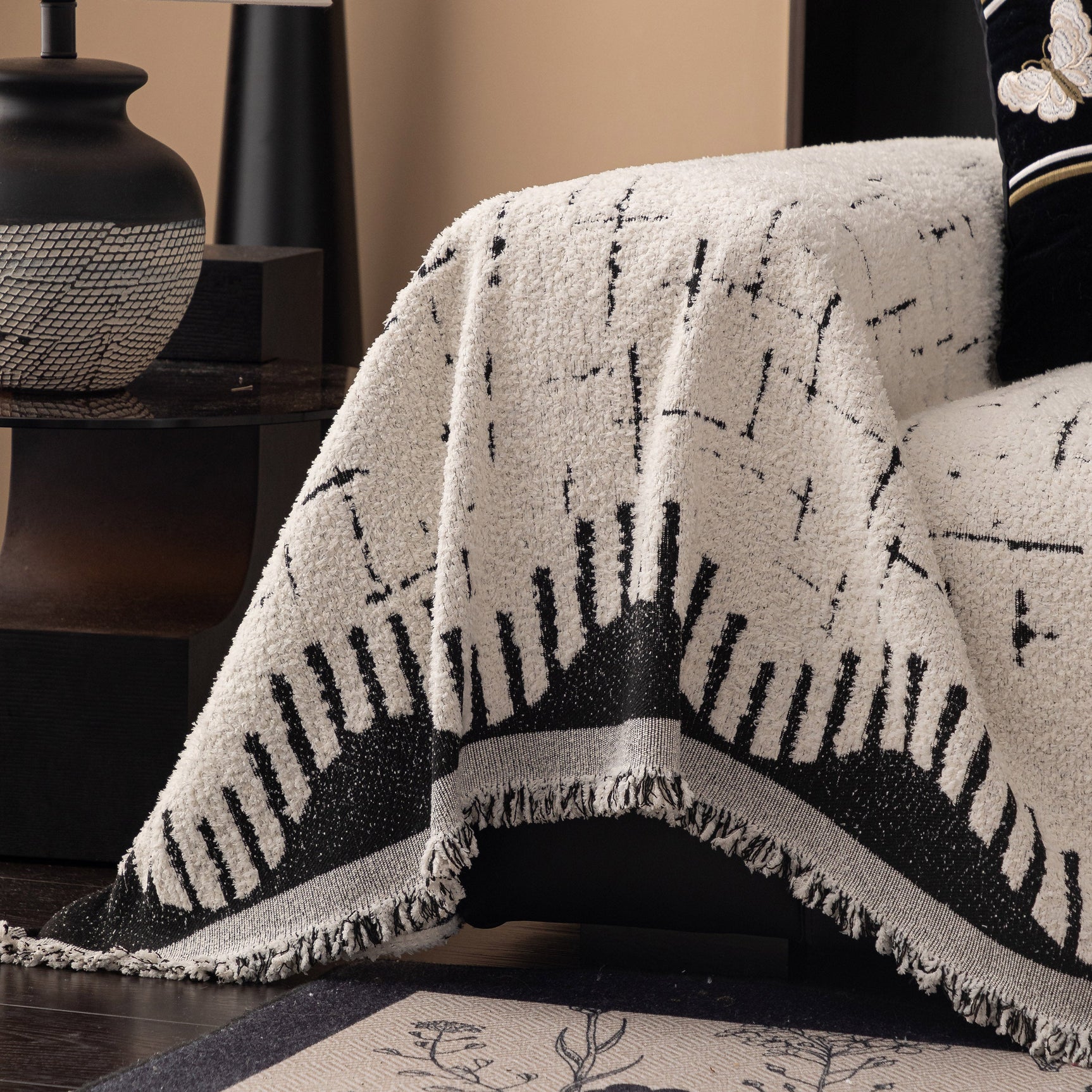 Chenille Sofa Cover Throw Blanket Woven Textured Decorative Furniture Slipcover - Ornate Home