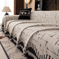 Chenille Sofa Cover Throw Blanket Woven Textured Decorative Furniture Slipcover - Ornate Home