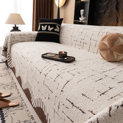 Chenille Sofa Cover Throw Blanket Woven Textured Decorative Furniture Slipcover - Ornate Home