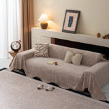 Chenille Sofa Cover Throw Blanket, Woven Textured Minimalist Wabi-Sabi Couch Cover - Ornate Home
