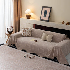 Chenille Sofa Cover Throw Blanket, Woven Textured Minimalist Wabi-Sabi Couch Cover - Ornate Home