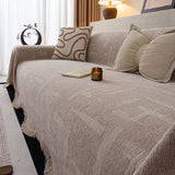 Chenille Sofa Cover Throw Blanket, Woven Textured Minimalist Wabi-Sabi Couch Cover - Ornate Home
