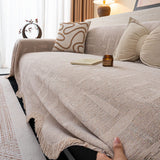 Chenille Sofa Cover Throw Blanket, Woven Textured Minimalist Wabi-Sabi Couch Cover - Ornate Home