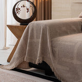 Chenille Sofa Cover Throw Blanket, Woven Textured Minimalist Wabi-Sabi Couch Cover - Ornate Home