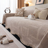 Chenille Sofa Cover Throw Blanket, Woven Textured Minimalist Wabi-Sabi Couch Cover - Ornate Home