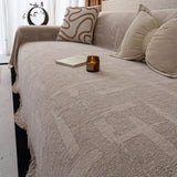 Chenille Sofa Cover Throw Blanket, Woven Textured Minimalist Wabi-Sabi Couch Cover - Ornate Home