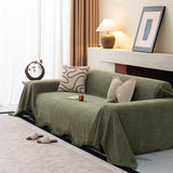 Chenille Sofa Cover Throw Blanket, Woven Textured Minimalist Wabi-Sabi Couch Cover - Ornate Home