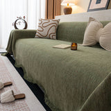 Chenille Sofa Cover Throw Blanket, Woven Textured Minimalist Wabi-Sabi Couch Cover - Ornate Home