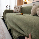 Chenille Sofa Cover Throw Blanket, Woven Textured Minimalist Wabi-Sabi Couch Cover - Ornate Home