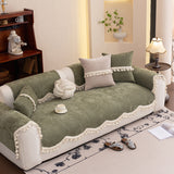 Chenille Sofa Cover Towel – Non-Slip, Washable Pets Couch Protector with Tassels - Ornate Home