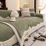 Chenille Sofa Cover Towel – Non-Slip, Washable Pets Couch Protector with Tassels - Ornate Home