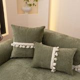 Chenille Sofa Cover Towel – Non-Slip, Washable Pets Couch Protector with Tassels - Ornate Home