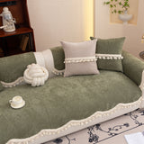 Chenille Sofa Cover Towel – Non-Slip, Washable Pets Couch Protector with Tassels - Ornate Home