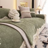 Chenille Sofa Cover Towel – Non-Slip, Washable Pets Couch Protector with Tassels - Ornate Home