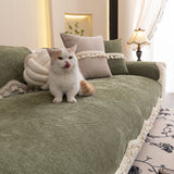 Chenille Sofa Cover Towel – Non-Slip, Washable Pets Couch Protector with Tassels - Ornate Home