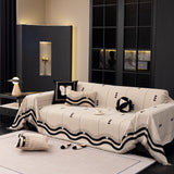 Chenille Sofa Throw Cover, Textured Chevron Decorative Couch Blanket for Living Room - Ornate Home