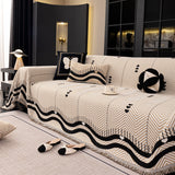 Chenille Sofa Throw Cover, Textured Chevron Decorative Couch Blanket for Living Room - Ornate Home