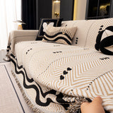 Chenille Sofa Throw Cover, Textured Chevron Decorative Couch Blanket for Living Room - Ornate Home