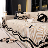 Chenille Sofa Throw Cover, Textured Chevron Decorative Couch Blanket for Living Room - Ornate Home
