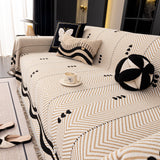Chenille Sofa Throw Cover, Textured Chevron Decorative Couch Blanket for Living Room - Ornate Home