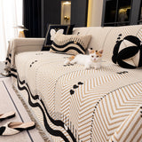 Chenille Sofa Throw Cover, Textured Chevron Decorative Couch Blanket for Living Room - Ornate Home