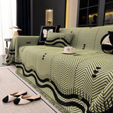 Chenille Sofa Throw Cover, Textured Chevron Decorative Couch Blanket for Living Room - Ornate Home
