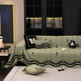 Chenille Sofa Throw Cover, Textured Chevron Decorative Couch Blanket for Living Room - Ornate Home