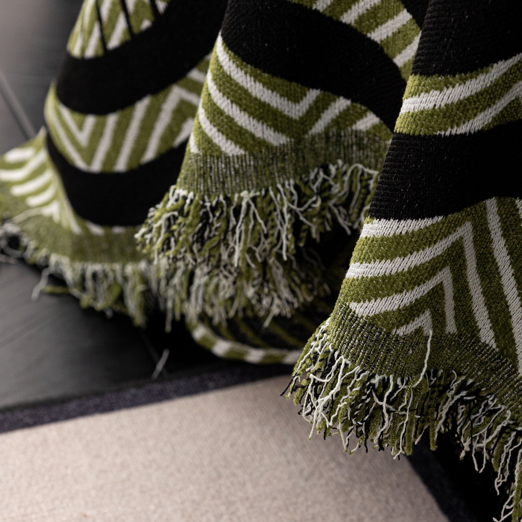 Chenille Sofa Throw Cover, Textured Chevron Decorative Couch Blanket for Living Room - Ornate Home