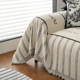 Chenille Striped Floral Couch Cover Sofa Slipcover for Most Shape Sofas, Reversible Sofa Throw Cover - Ornate Home