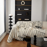 Chenille Striped Floral Couch Cover Sofa Slipcover for Most Shape Sofas, Reversible Sofa Throw Cover - Ornate Home