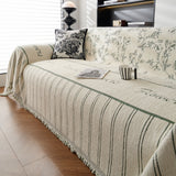 Chenille Striped Floral Couch Cover Sofa Slipcover for Most Shape Sofas, Reversible Sofa Throw Cover - Ornate Home