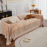 Chenille Striped Sofa Throw Blanket, Furniture Throw Covers Living Room Couch Cover - Ornate Home