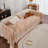 Chenille Striped Sofa Throw Blanket, Furniture Throw Covers Living Room Couch Cover - Ornate Home