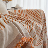 Chenille Striped Sofa Throw Blanket, Furniture Throw Covers Living Room Couch Cover - Ornate Home